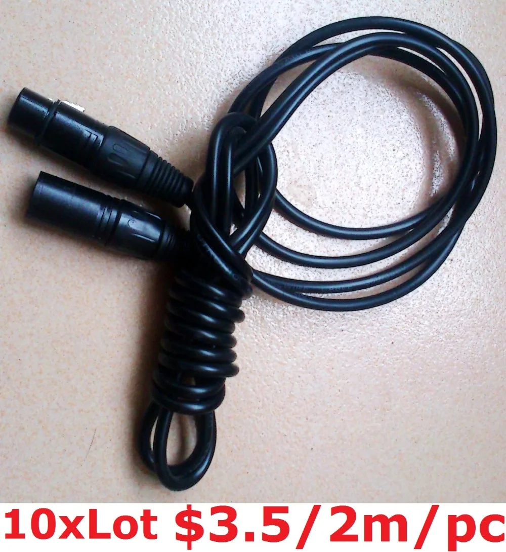 Сигнальные кабели DMX 10 шт./партия 2 метра 3 pin XLR штекер гнездо DMX512 провод дымовая