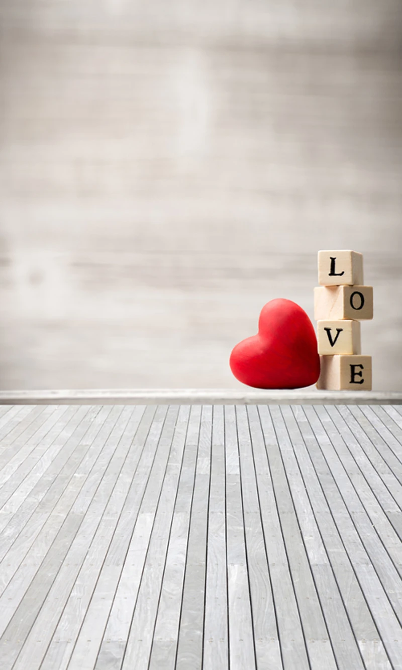 HUAYI Red wooden heart wooden background boke Photography background