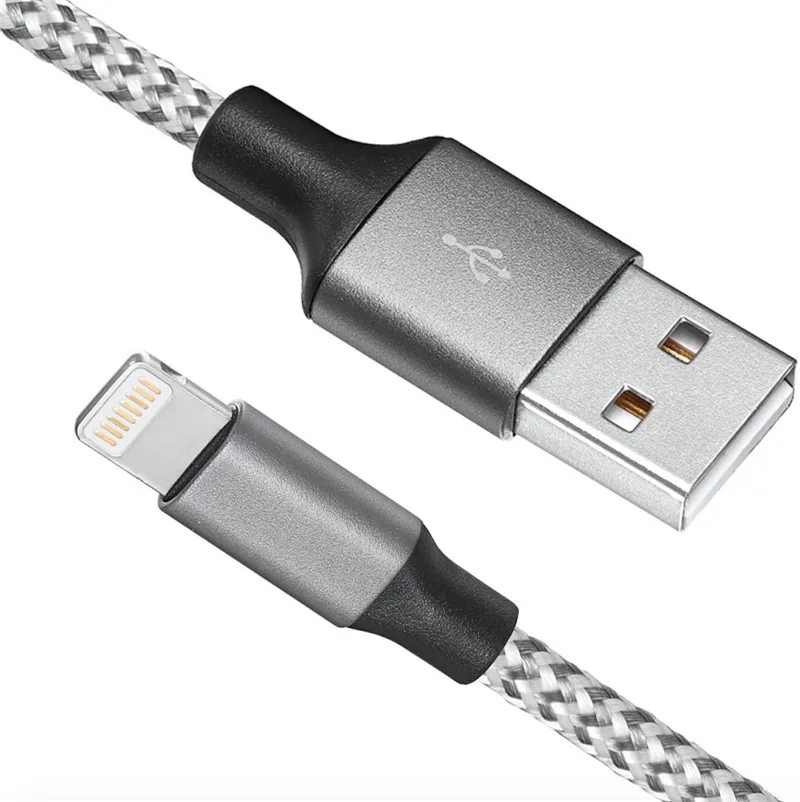 ESuky 2.4A кабель для быстрой зарядки для iPhone Xs max Xr X 8 7 6 Plus 6s 5s Plus iPad мини-usb-кабели зарядное устройство для мобильного телефона - Цвет: Grey Silver