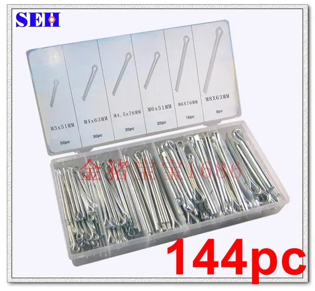 144pcs Cotter Pin Hardware tools U type Cotter Split Pin Kit Assortment