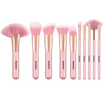 

New 10Pcs/set Wooden Handle Makeup Brush Set Fan Brush Foundation Loose Powder Eye Shadow Brush Makeup Beauty Tools