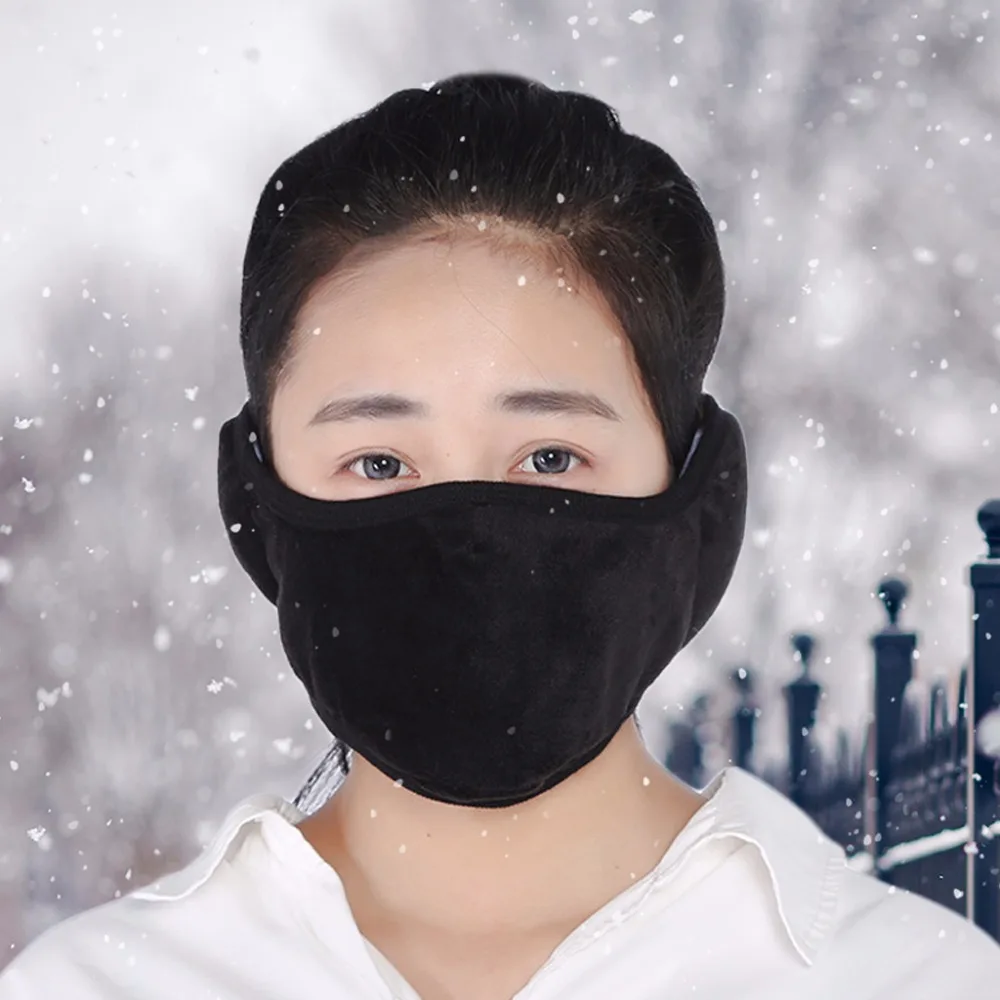 Winter Warm Ear Protection Mouth-Mask Outdoor Riding Windproof And Dustproof Protection Face Care Ear All-Inclusive Mask For Ladies  Black (7)