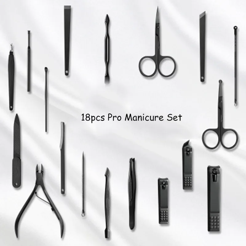 Ceny 12 18pc narzędzia do manicure paznokci Clipper szczypce profesjonalny manicure zestaw narzędzi podróży narzędzie do pedicure zestaw z przypadku do paznokci zestaw do pedicure