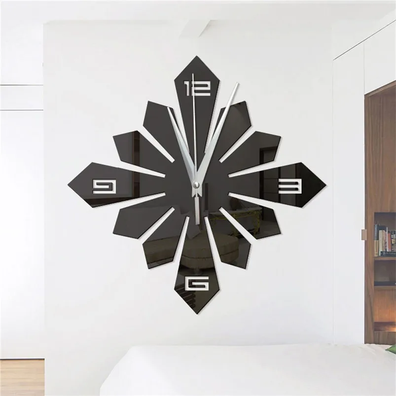Modern Large DIY Mirror Surface Wall Stickers Art Wall Clock Sticker Home Office Room Decor Muraux Pour Enfants Chambres 40JUL1110