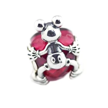 DIY Подходит для Pandora шармы браслеты мышь бусины-сердечки стерлингового серебра 925-ювелирные изделия