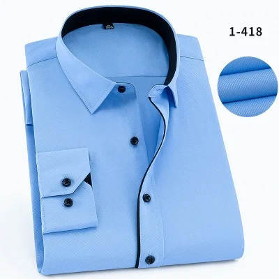 Мужская деловая рубашка, большие размеры 10XL 11XL 12XL 13XL 14XL, рубашка с длинным рукавом и отворотом, коммерческий светильник, синий цвет 7XL 8XL 9XL