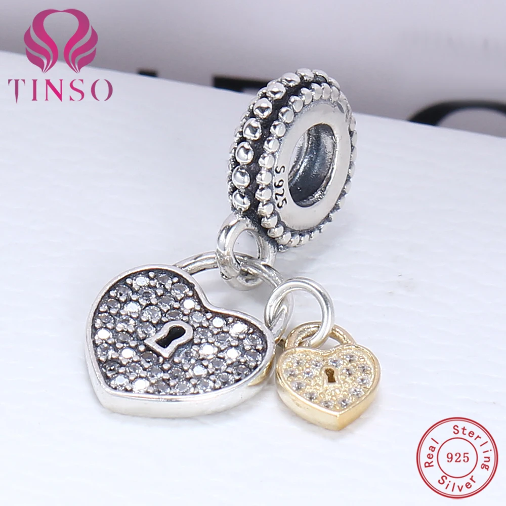 

100% 925 Sterling Silver Heart Shape Beads Fit Original Charms TINSO Bracelet Authentic Luxury DIY Jewelry Making Gift