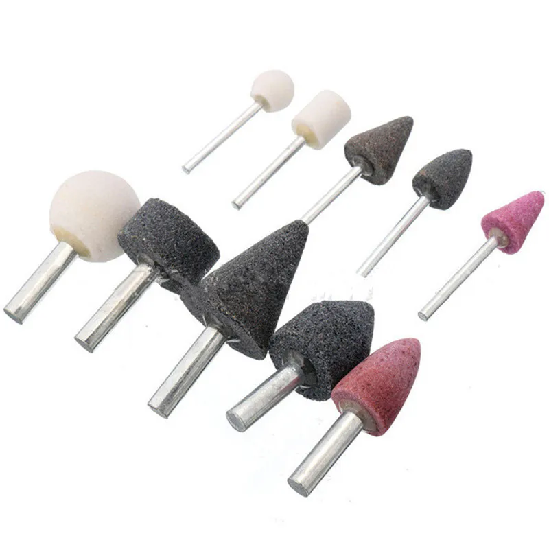 10pcs Mounted Stone Point Abrasive Grinding Wheels Bit Set for Dremel