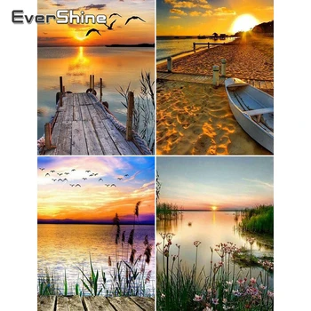 

Evershine Diamond Painting Bridge River Diamond Embroidery Landscape Full Square Drill Diamond Mosaic Full Set Cross Stitch Art