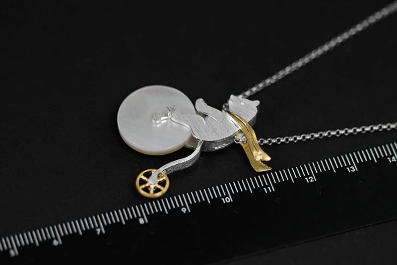 Lotus Fun реальные 925 серебро ручной работы Дизайн Fine Jewelry Симпатичные езда на велосипеде медведь подвеска без ожерелья для женщин