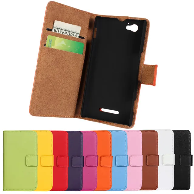 

Genuine Leather Case Wallet Cover With Magnetic Buckle Luxury Full Card Flip Card Case For Sony Xperia M C1905 ZZ