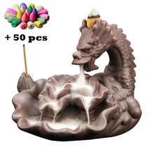T Newest Dragon Backflow Incense Censer Ceramic Lotus Burners Home Decor Xmas Gift Tea Pet Room Ornaments
