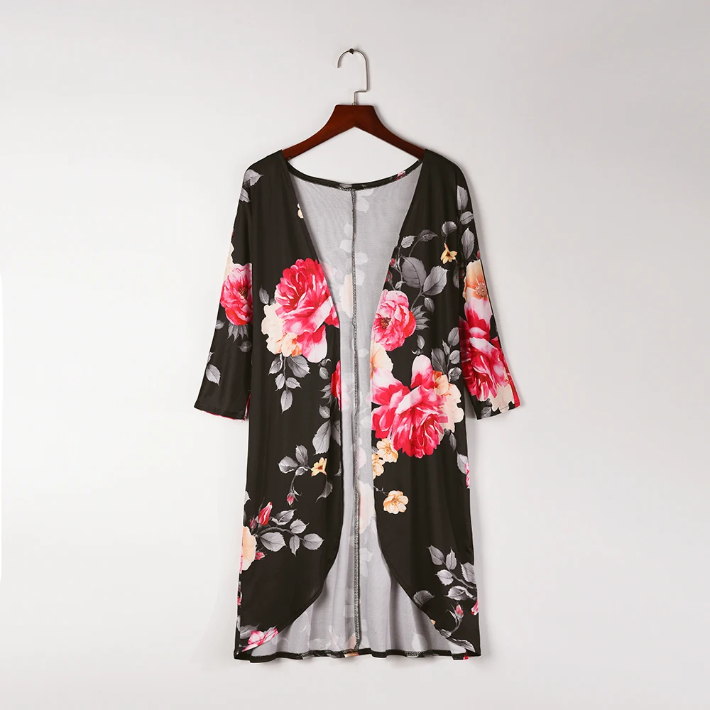 2018 plus size Long kimono cardigan casual Autumn blusa manga comprida feminina sexy women shirts and brands printing flower Blouses
