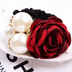 6 цветов розы резинки для волос клип Резиновая лента кольцо для волос кожаный чехол на голову веревка корейский маленький свежий жемчуг