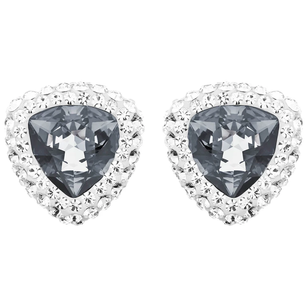 

SWA RO 2019 New BEGIN STUD PIERCED EARRINGS Female Original 1:1 Wholesale Shiny Black Crystal For The Best Gift For The Lover