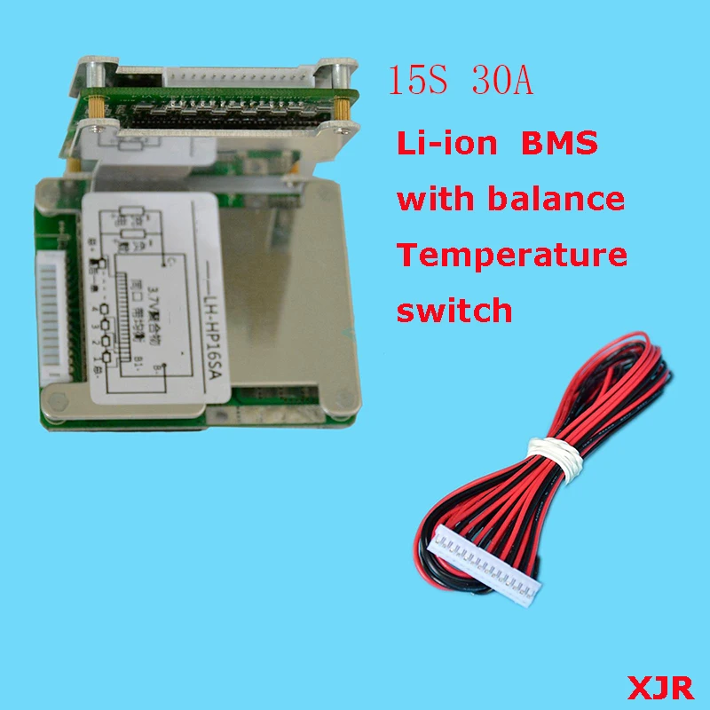 

15S 30A lipo lithium Polymer BMS/PCM/PCB battery protection board for 15 Packs 18650 Li-ion e-bike Battery Cell w/ balance