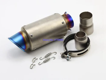 

Blue Burnt Inlet 61mm Imitation Titanium Motorcycle Exhaust Muffler Pipe Silencer Carbon with 61mm to 51mm Convertor Accessories