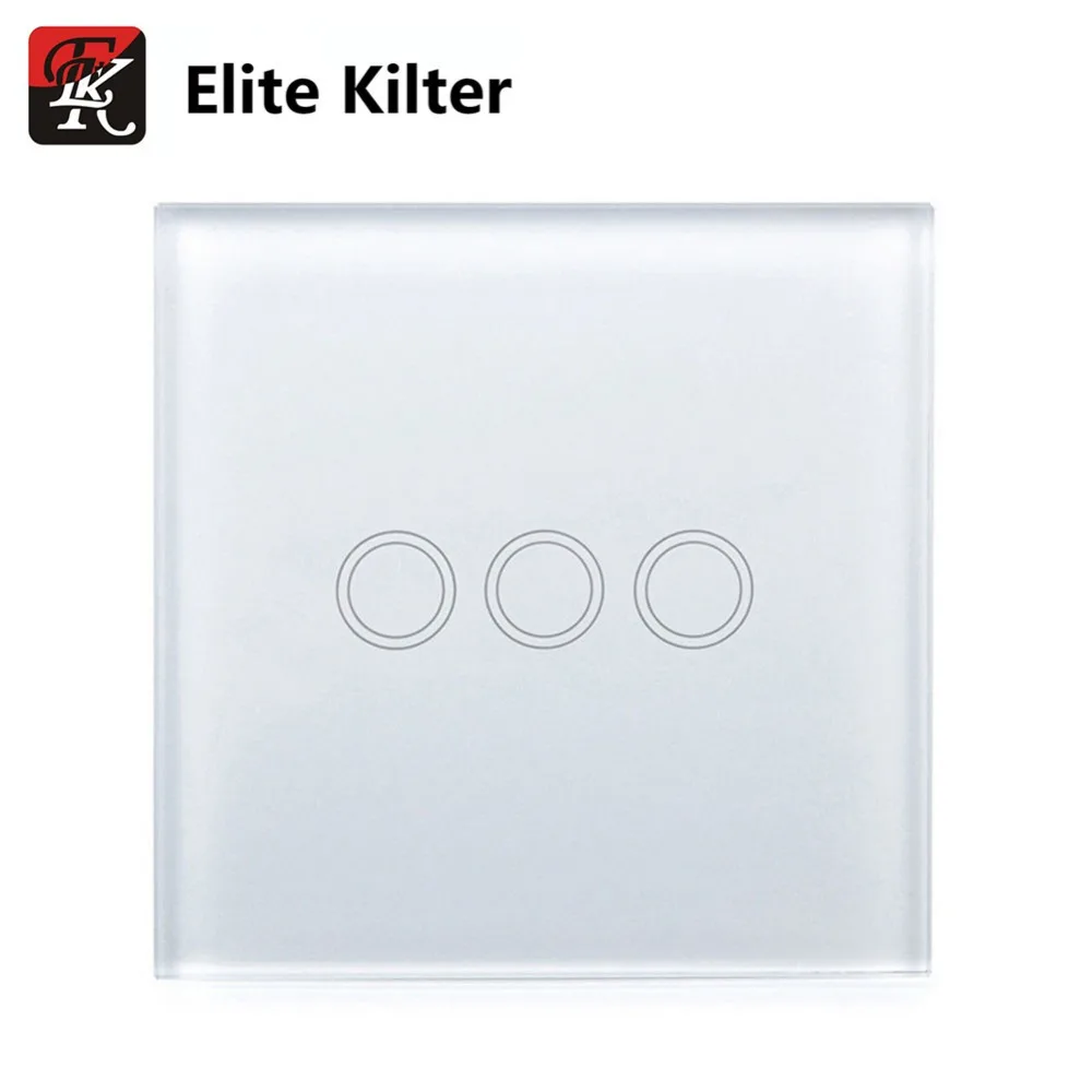 Elite Kilter Touch Switch 3 Gang 1 Way EUStandard Crystal Glass AC 170V~240V | Обустройство дома