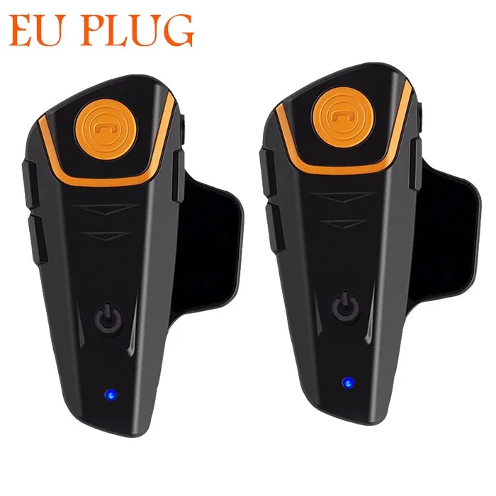 

2PCS/LOT BT-S2 Motorcycle Intercom Helmet Headsets Wireless Bluetooth Interphone Handsfree Waterproof FM Radio EU Plug