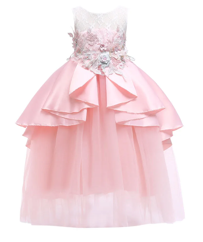

5295 Lace Embroidery Princess Easter Baby Girls Dresses Summer Wedding Party Kids Dresses For Girls Wholesale baby girl clothes