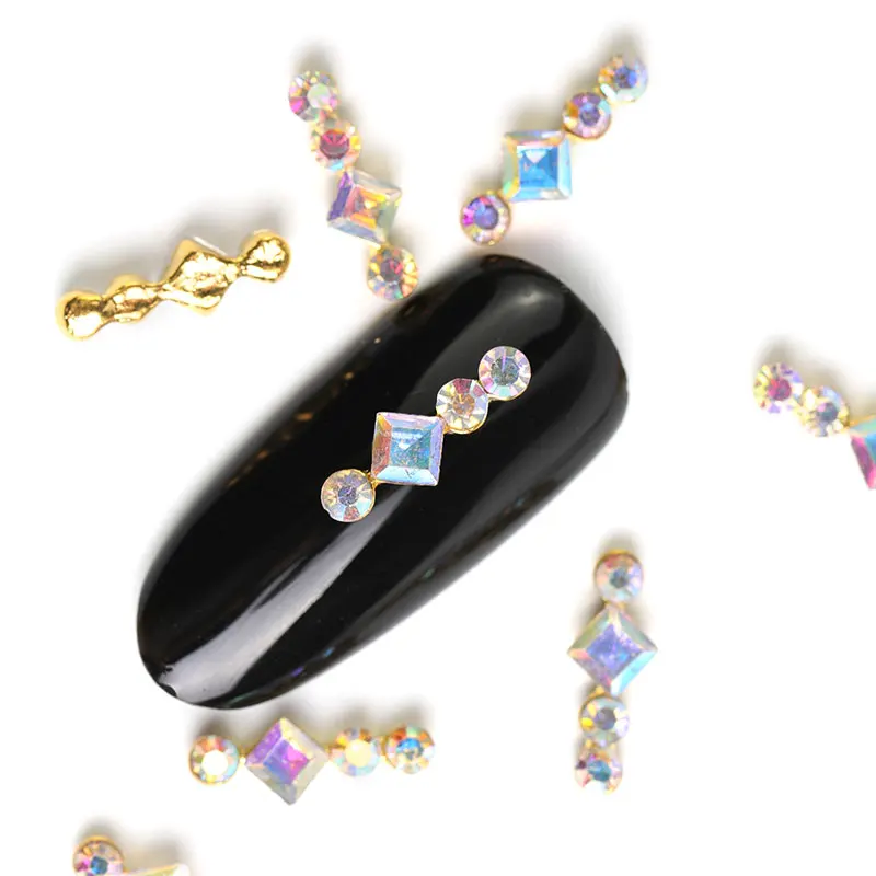 

2018 new 10 pieces crystal bright pearl nail rhinestone alloy Nail Art decorations glitter DIY 3D CJE nail jewelry pendant