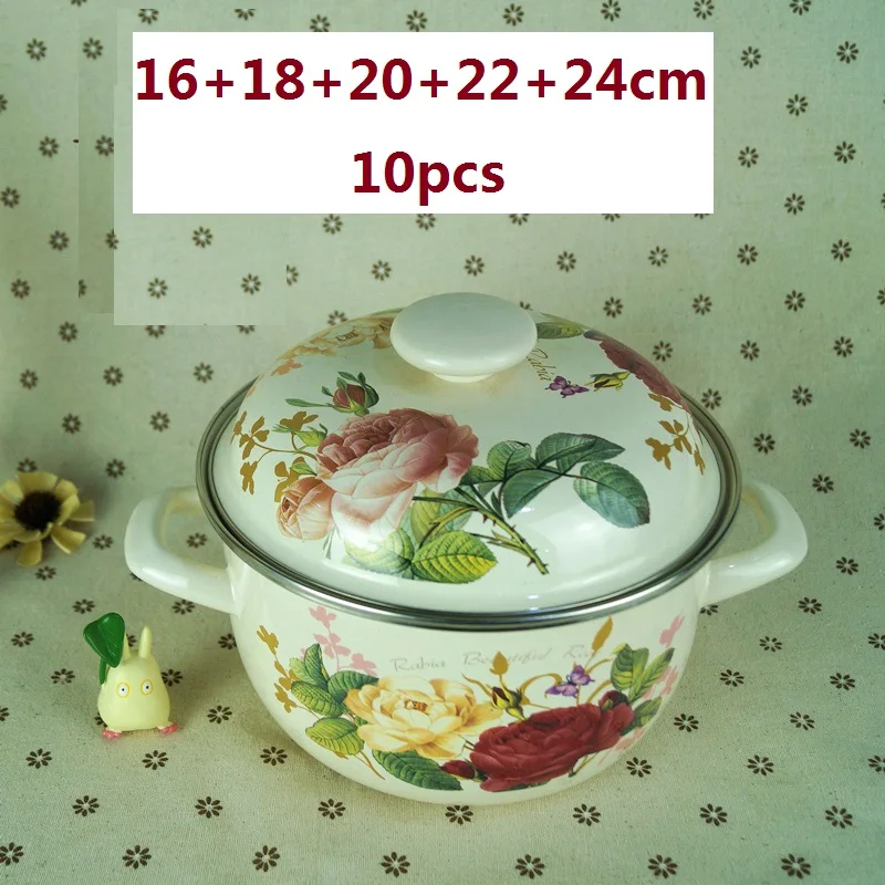 10 шт. эмалированные кастрюли для приготовления пищи 16/18/20/22/24 см|pot herb|pots & panspotting