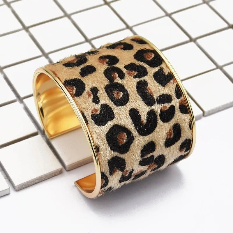 

2 Colors Trendy Unique Sexy Leopard Print Cuff Bracelet& Bangle African Tribal Ethnic Charming Armband Men Women Jewelry Design