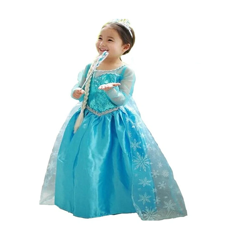 Одежда для детей; платья Снежной Королевы Эльзы для девочек; вечерние платья принцессы Анны; карнавальный костюм; Vestidos; детское рождественское платье - Цвет: elsa3