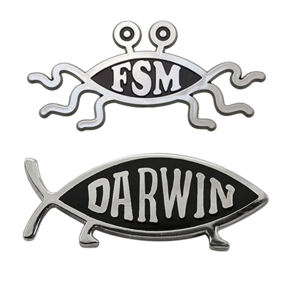 

Flying Spaghetti Monster FSM and Darwin Fish Pin Set