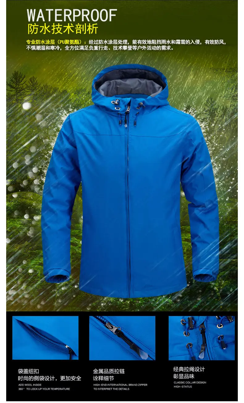 Spring Jacket Men 2019 Windbrear Jacket Male Coats Hooded Mens Jacket Brand Sports Windproof Waterproof Outwear Zipper Pockets S 2