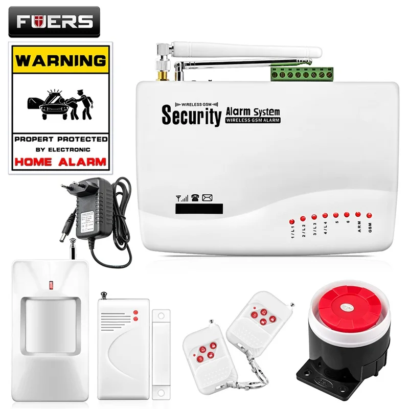 FUERS беспроводной домашний GSM охранная сигнализация комплект управления с приложением автоматический циферблат детектор движения датчик