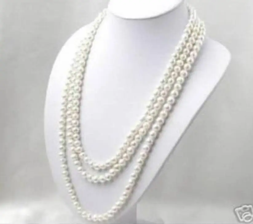 

Free shipping@@@@@ A>Pretty 7-8mm White Akoya Cultured Pearl Necklace 49" UHE224 a