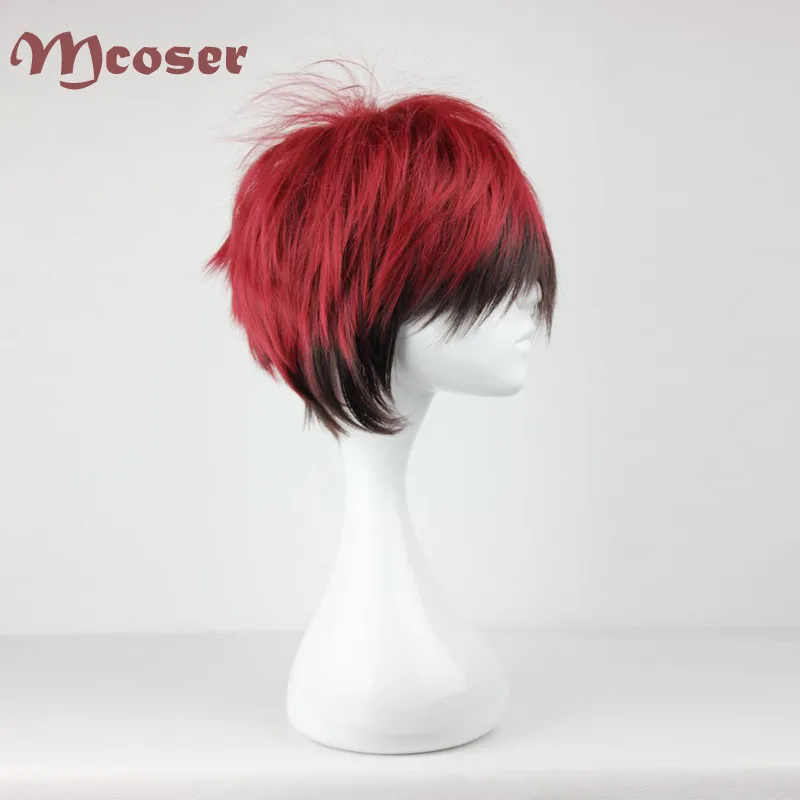 Синтетические короткие волосы MCOSER 35 см цвет красный черный смешанный для