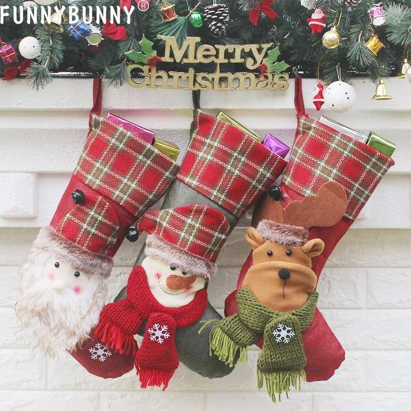 

FUNNYBUNNY Christmas Stockings Candy Home Decoration Xmas Tree Hanging Ornament Children's Favorite Festival Present Packing