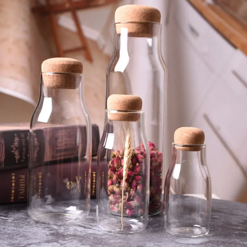 Kitchen Storage Glass Storage Tank Sealed Cans Food Grains Food Storage Container Tea Container 4pcs/set