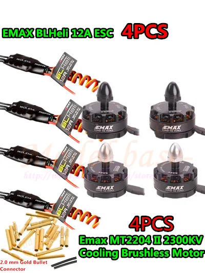 

4X Emax MT2204 II 2300KV Brushless Motor&4PCS EMAX BLHeli 12A ESC 2-4S For QAV250 280 FPV Mini Quadcopter