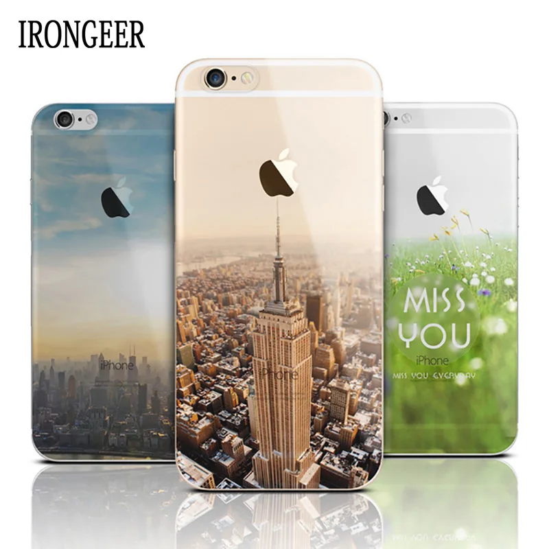 

Fashion Soft Silicone Mountain Back Cover Case For Apple iPhone SE 5s / 6 6s / 6 Plus Case Transparent Back Cover For iPhone