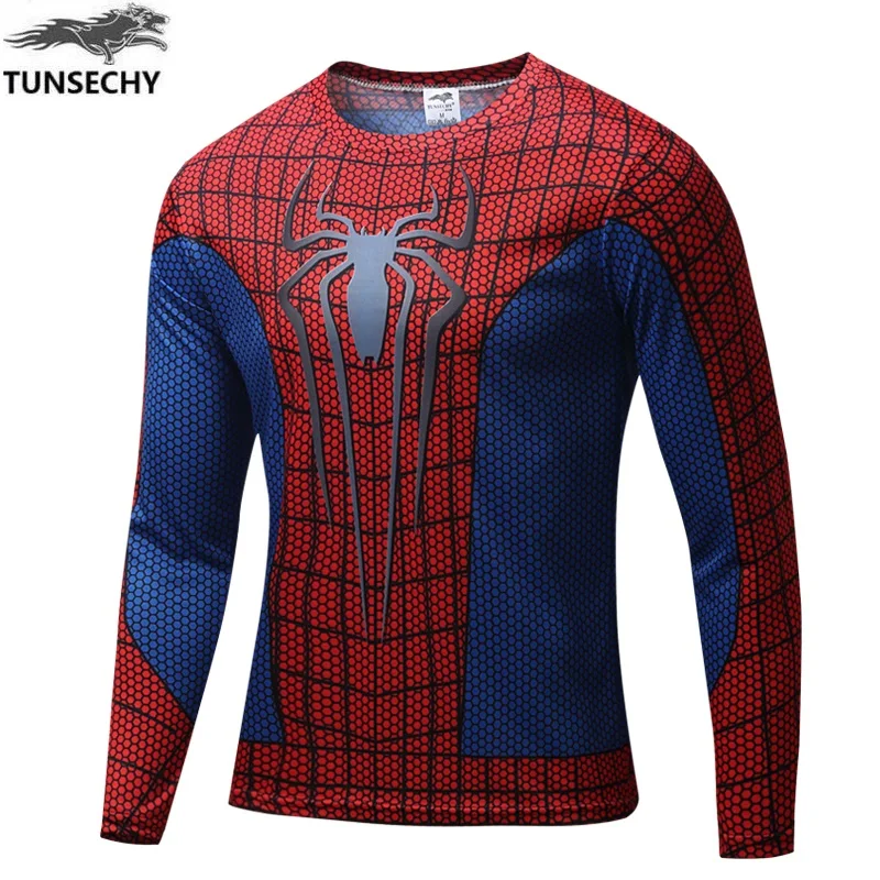 

New men's T-shirt round collar 2019 summer fashion personality T-shirt, men's spider-man/captain America reality show long sleev