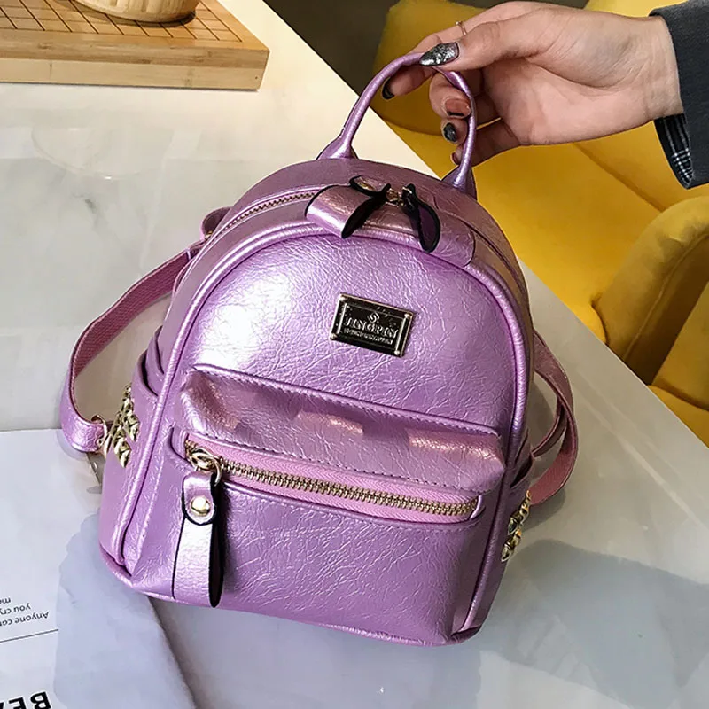 Модный женский рюкзак, небольшой рюкзак из искусственной кожи, женские рюкзаки с заклепками, школьные рюкзаки для девочек, женские сумки на плечо, бренд Mochilas - Цвет: purple