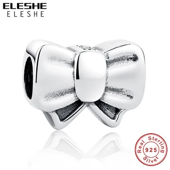 

ELESHE Fashion 925 Sterling Silver Charm Bow knot Beads Charms fit Original Bracelets Necklaces Jewelry Accessories