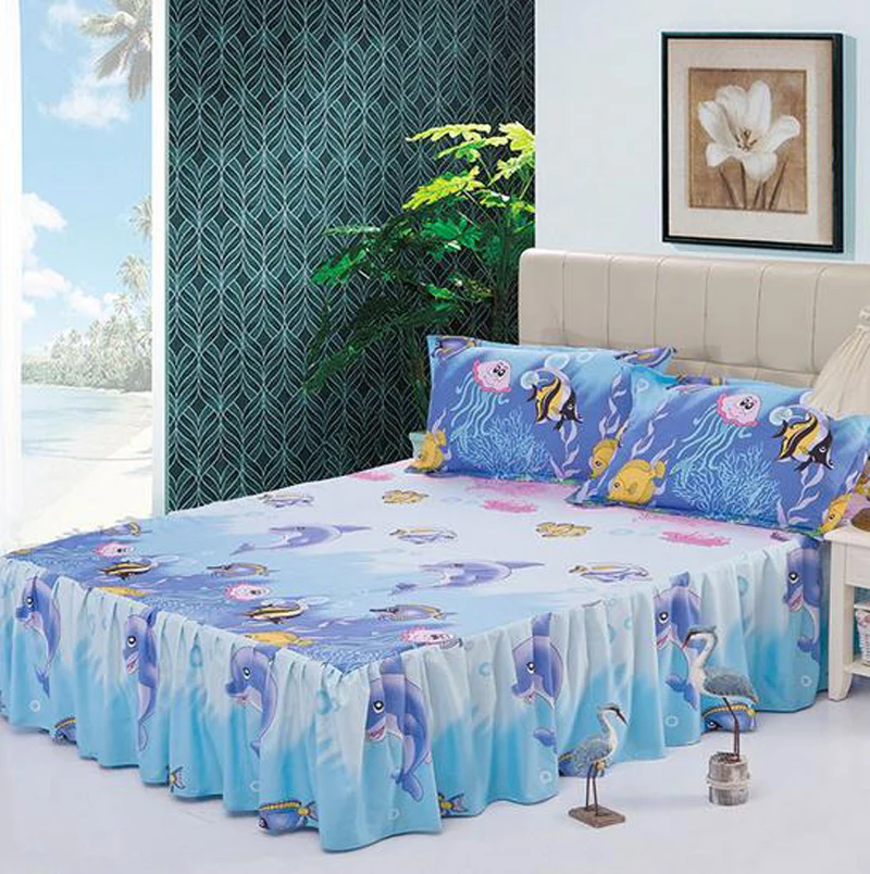The underwater world bed skirt bed sheet bedspreads twin full queen