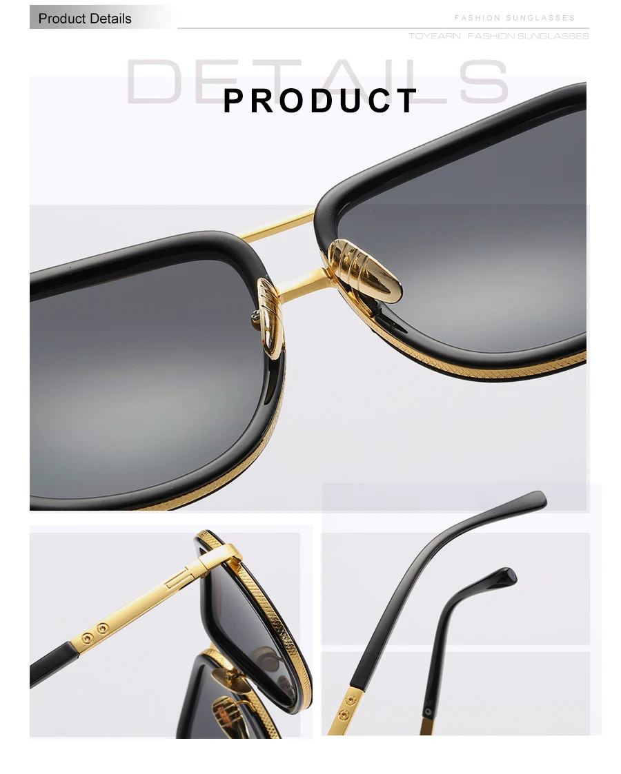 Luxury Brand Designer Twin-Beams Square Sunglasses Men Women Vintage Driving Cool Gradient Sun Glasses For Male oculos de sol