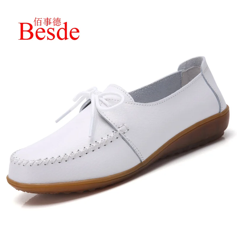 Genuine leather flats ladies Oxford shoes big size 270 loafers solid white shoes women 2019 new arrival casual flats woman shoes