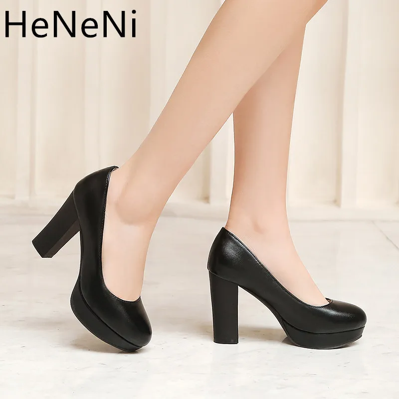 

Women High heels Spring Autumn New Single shoes Simple Shallow Sexy Woman Pumps Thick heels Platform pumps Plus size 33-46