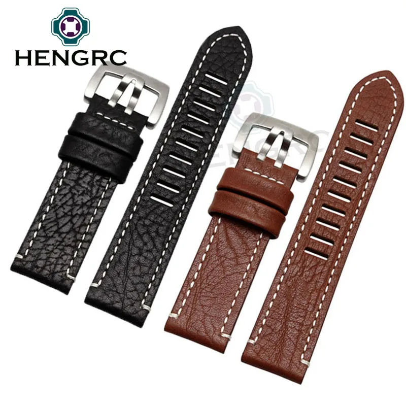 HENGRC хит продаж ремешок из натуральной кожи для часов 23 мм мужской новый черный