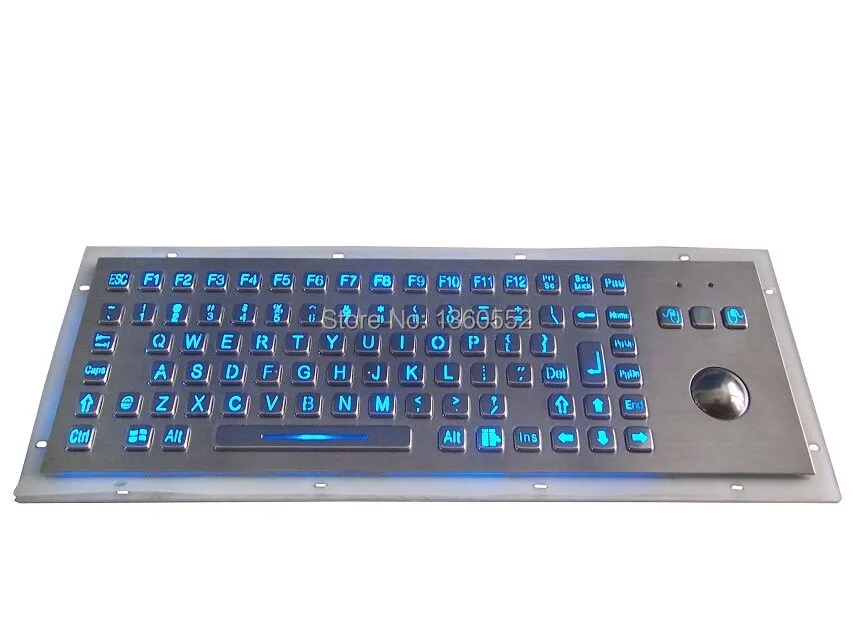 

89 keys back light metal keyboard with trackball, backlighted metal keyboard with numeric key, blue color LED backlit keyboard