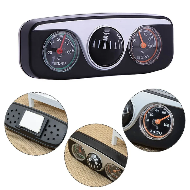 Us 3 05 10 Off Auto 3 In1 Guide Ball Boat Vehicles Navigation Compass Thermometer Hygrometer Decoration Ornaments Car Interior Accessories In