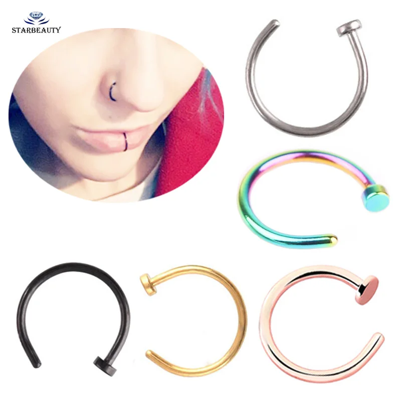 Sicai 12 piezas Fake Earrings Hoop anillo de nariz Ear Lip Clip Body Jewelry aretes sin perforaciones 6 colores 
