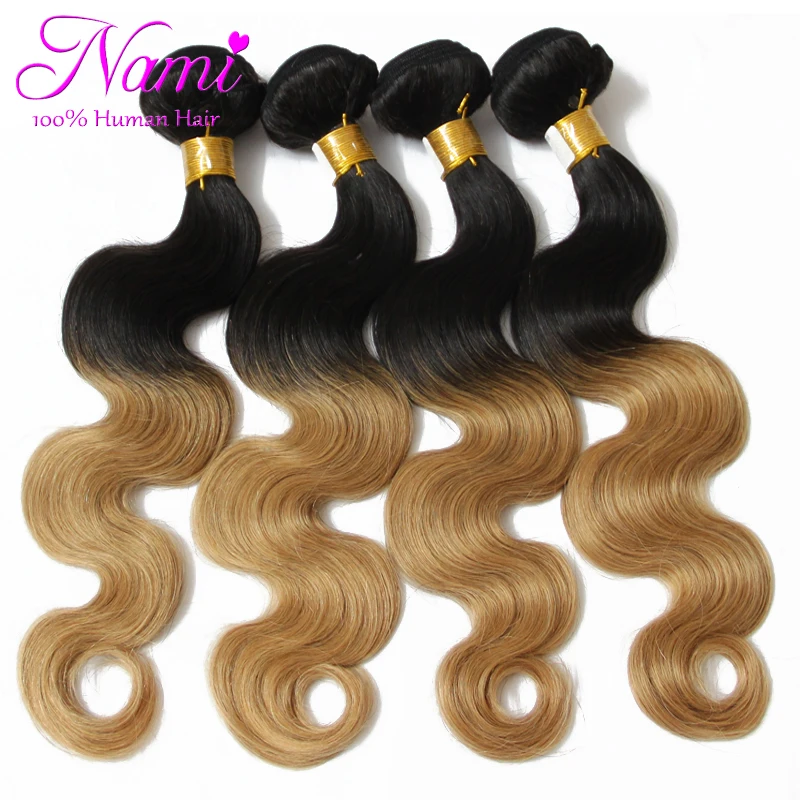 

Hot Ombre Brazilian Hair Extensions Body Wave Two Tone Color 12"-26" 4pcs/lot 1B/Blonde Brown Burgundy Red 613 Free Shipping