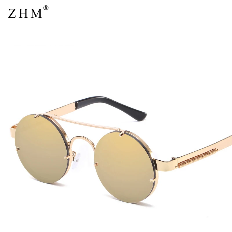 Новые ретро круглые солнцезащитные очки в стиле стимпанк женские роскошные популярные металлические Весенние солнцезащитные очки для мужчин большие зеркальные линзы Oculos
